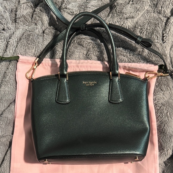 kate spade Handbags - Kate Spade Silvia bag in rare shiny Dark Green Satchel